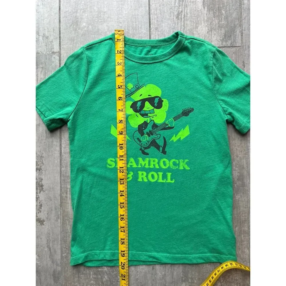 Gap Kids Shamrock & Roll Graphic T-Shirt St Patricks Paddys Pattys Day S 6-7